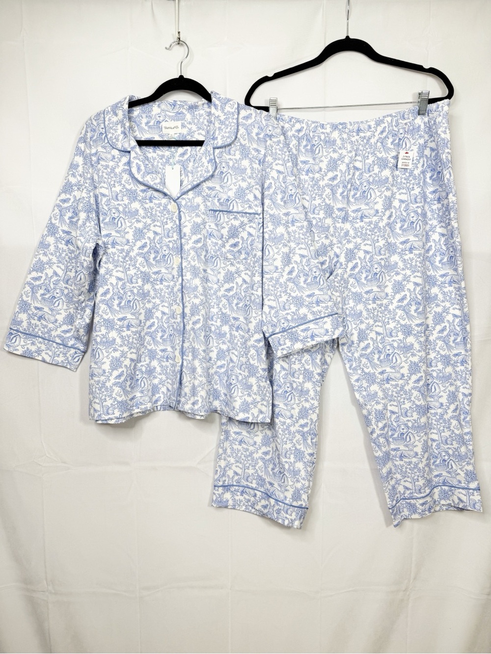 BedHead PJs X Anthropologie Fairytale Forest Pajama Set Blue White Two (2) Piece - Picture 2 of 16